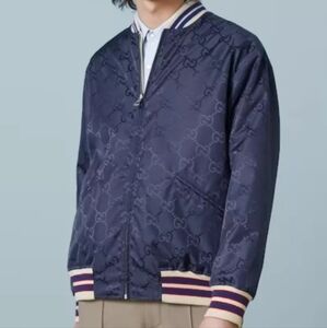 Mens Gucci reversible bomber  Nylon Canvas Zip Jacket